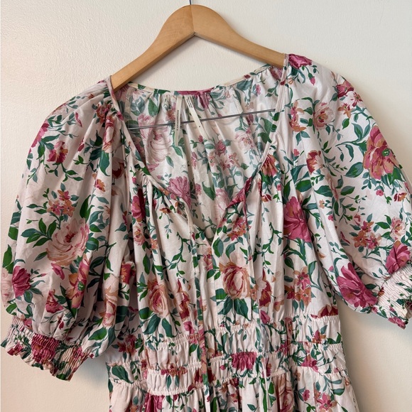 Floral Pink and Green Women's Dress - Picture 2 of 4